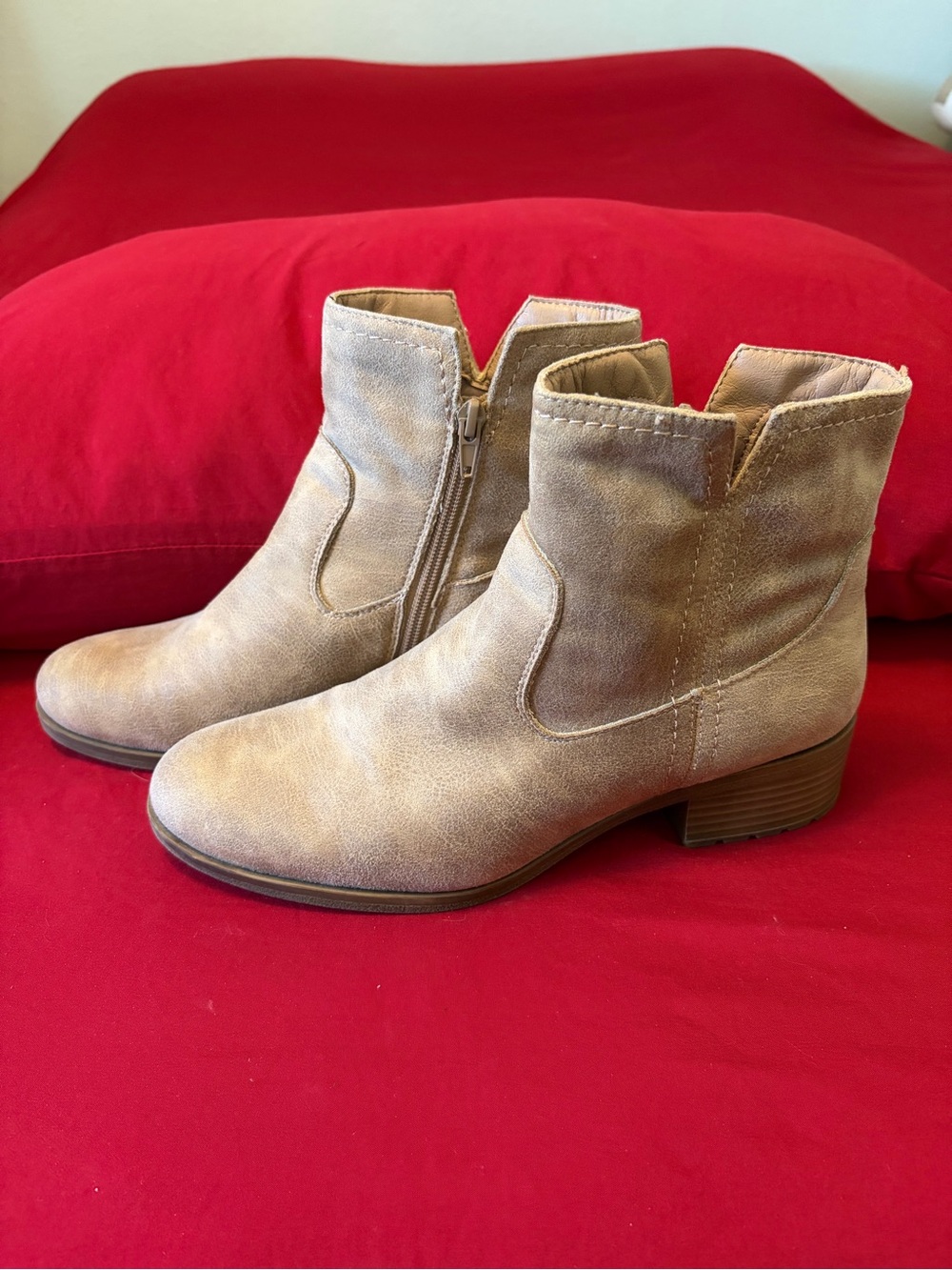 Frye And Co. Tan Low Heel Ankle Booties